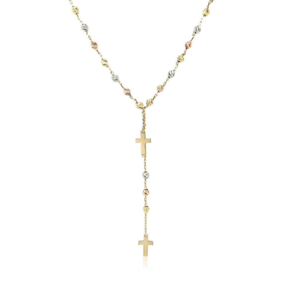 14k Tri-Color Gold Rosary Chain Necklace by Bids.com