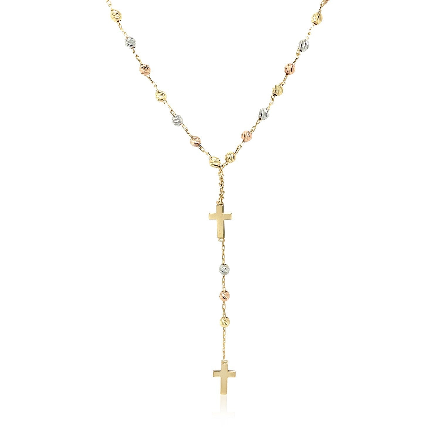 14k Tri-Color Gold Rosary Chain Necklace by Bids.com
