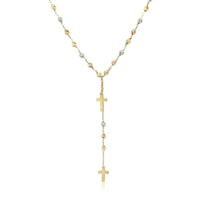 14k Tri-Color Gold Rosary Chain Necklace by Bids.com