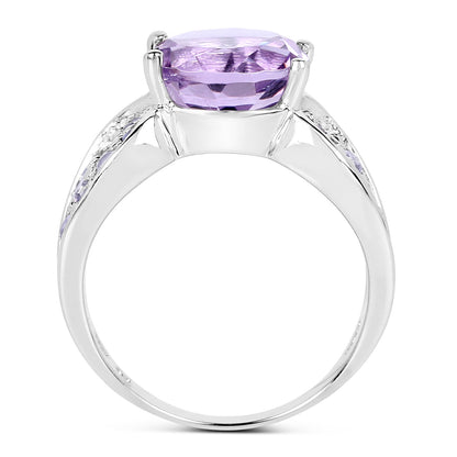 4.07 Carat Genuine Amethyst &amp; Tanzanite .925 Sterling Silver Ring by Bids.com