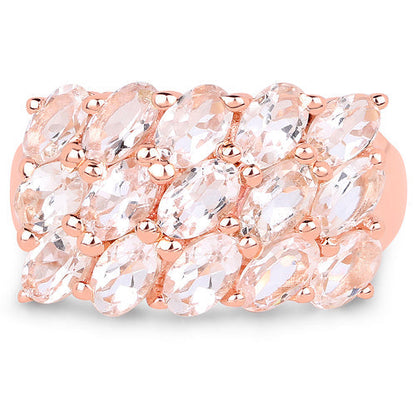 14K Rose Gold Plated 3.30 Carat Genuine Morganite .925 Sterling Silver Ring  DestGlow