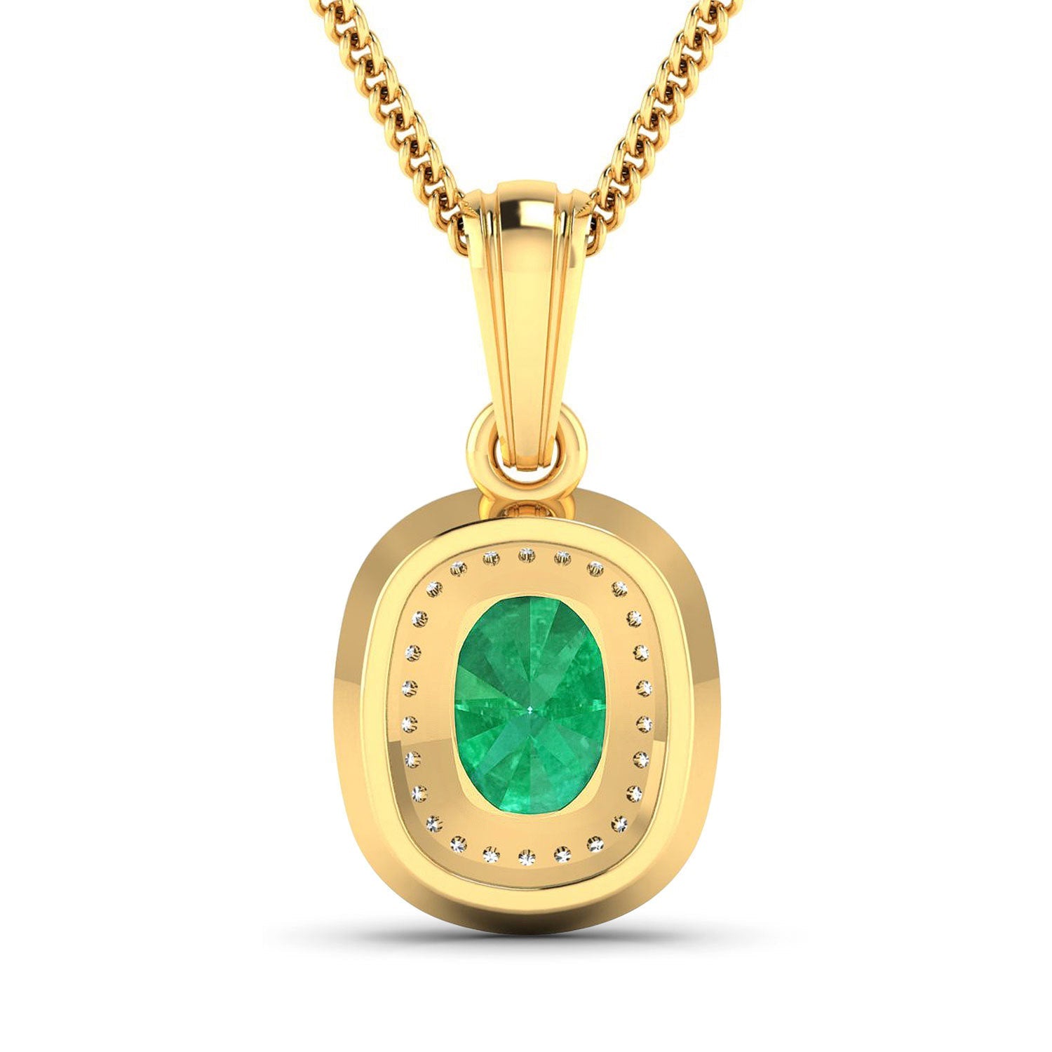 1.50 Carat Genuine Zambian Emerald and White Diamond 14K Yellow Gold Pendant by Bids.com