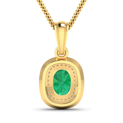 1.50 Carat Genuine Zambian Emerald and White Diamond 14K Yellow Gold Pendant by Bids.com