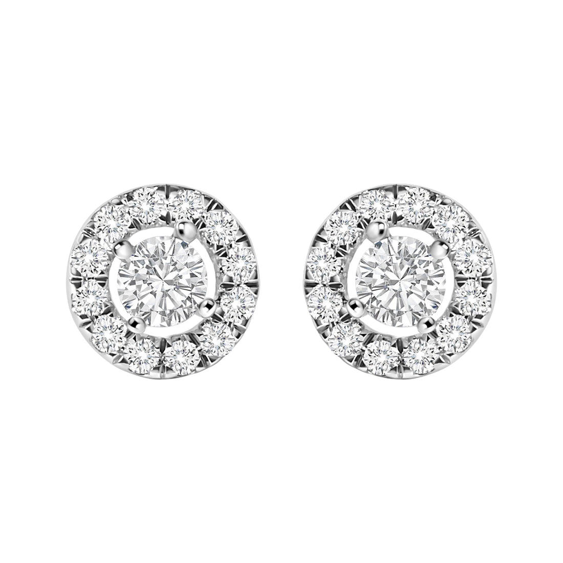 14K White Gold 3/4 Cttw Lab-Grown Diamond Floating Halo Stud Earring (F-G Color, VS1-VS2 Clarity) by Bids.com