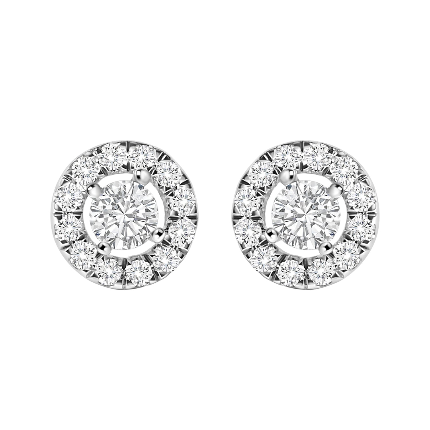 14K White Gold 3/4 Cttw Lab-Grown Diamond Floating Halo Stud Earring (F-G Color, VS1-VS2 Clarity) by Bids.com