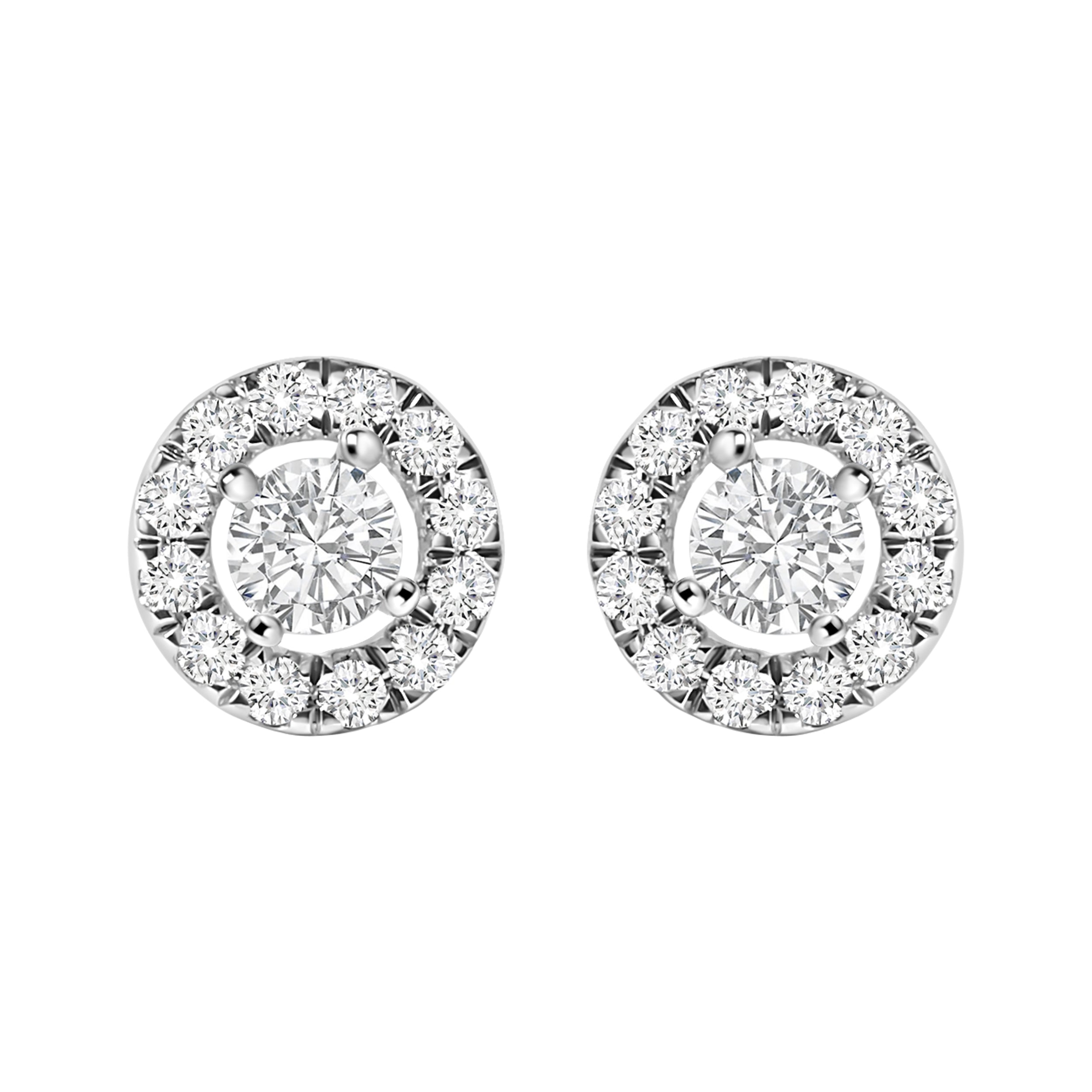 14K White Gold 3/4 Cttw Lab-Grown Diamond Floating Halo Stud Earring (F-G Color, VS1-VS2 Clarity) by Bids.com