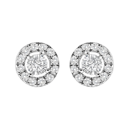 14K White Gold 3/4 Cttw Lab-Grown Diamond Floating Halo Stud Earring (F-G Color, VS1-VS2 Clarity) by Bids.com