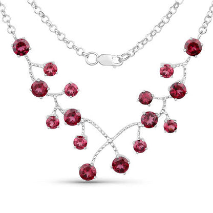 6.00 Carat Genuine Rhodolite Garnet .925 Sterling Silver Necklace by Bids.com