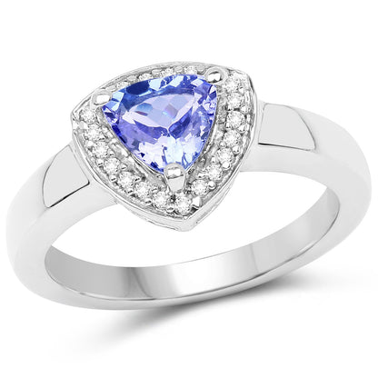 3.22 Carat Genuine Tanzanite &amp; White Topaz .925 Sterling Silver Ring  DestGlow