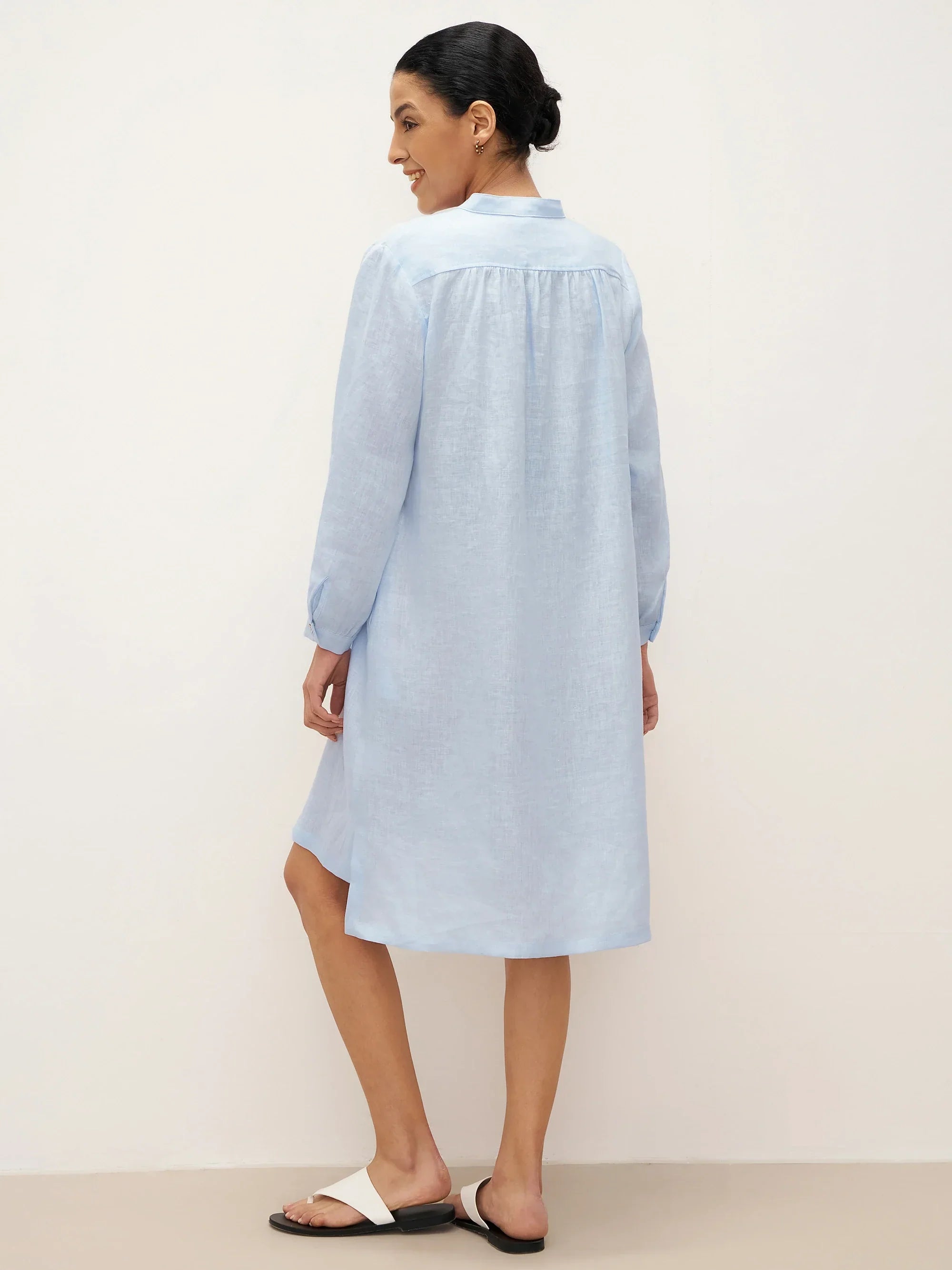 100% Linen V-Neck Pullover Shirt Dress JADEN by LINTICO