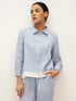 100% Linen Buttoned Closure Color-Blocked Shirt JANICE by LINTICO