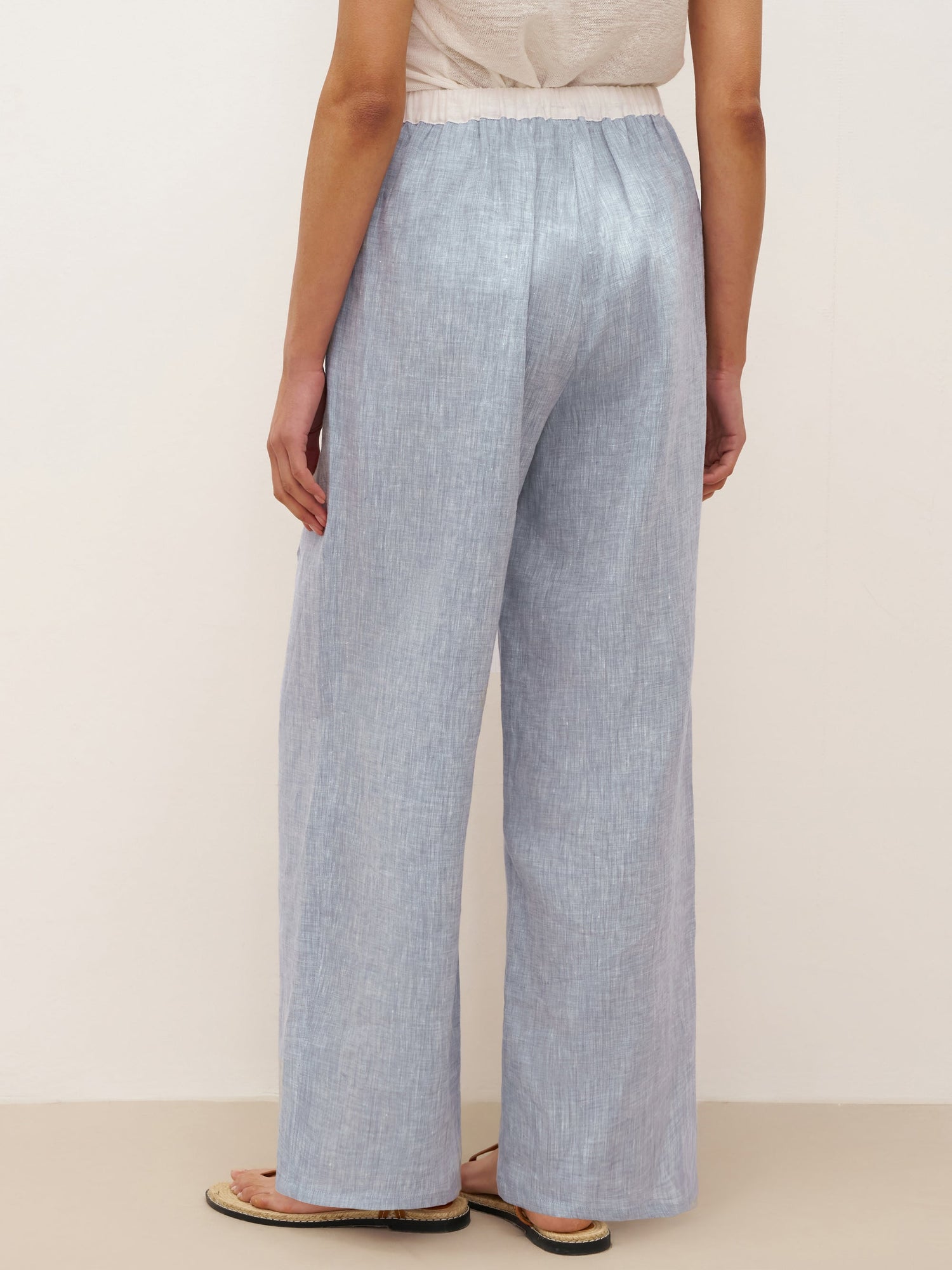 100% Linen Elastic Waist Straight-Leg Trousers JOURDAN by LINTICO