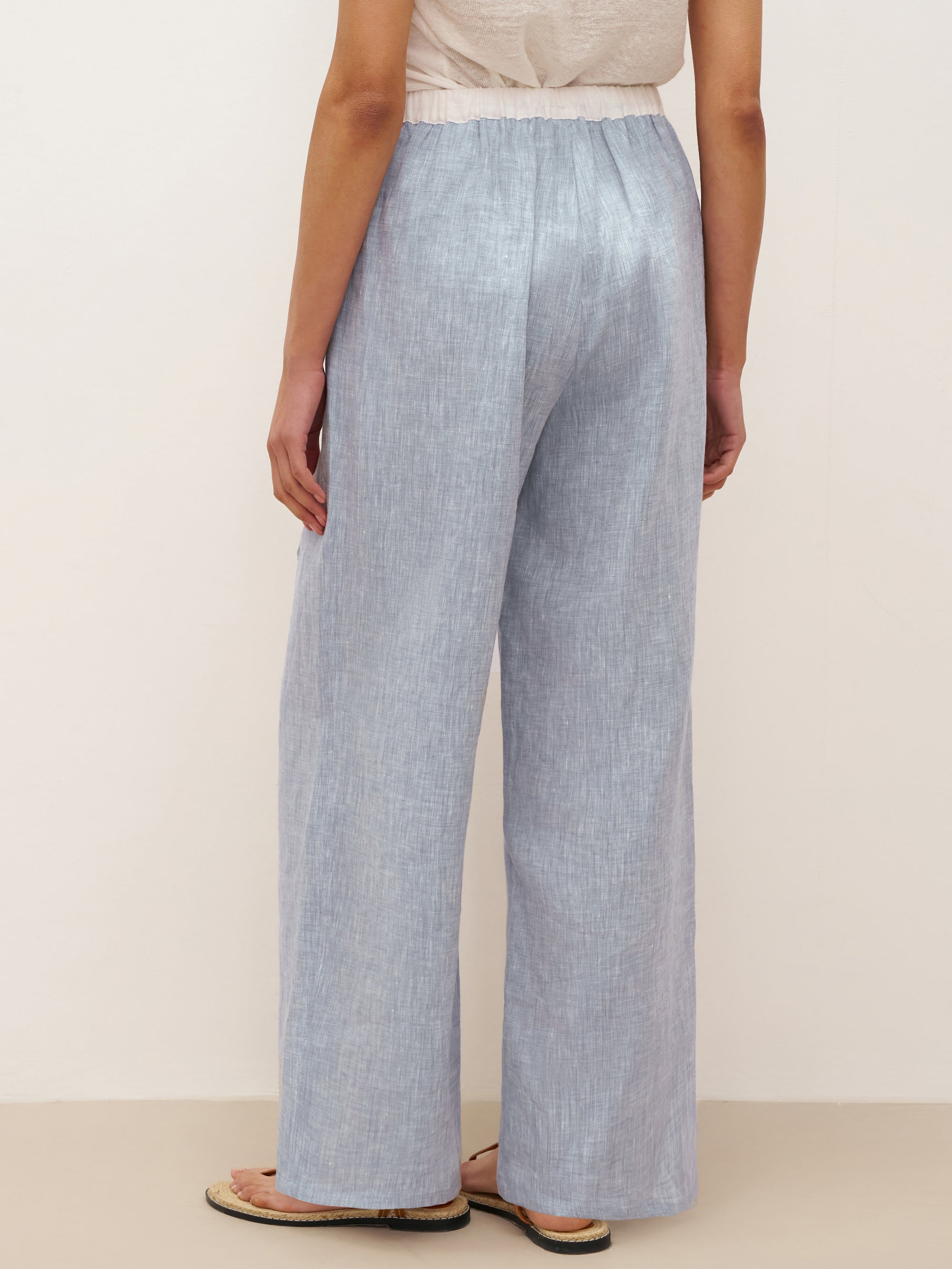 100% Linen Elastic Waist Straight-Leg Trousers JOURDAN by LINTICO