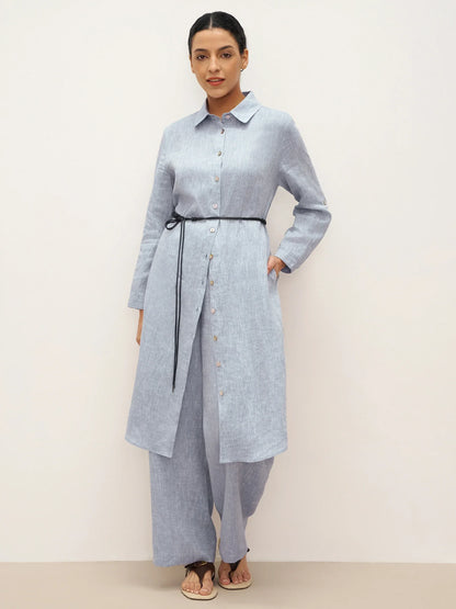 100% Linen Elastic Waist Straight-Leg Trousers JOURDAN by LINTICO