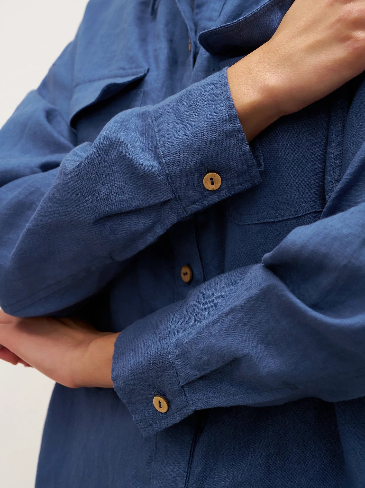 100% Linen Flap-Patch Buttoned Closure Shirt Jacket JANE by LINTICO