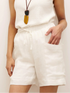 100% Linen Elastic Waist Drawstring Shorts with Pockets DELILAH by LINTICO