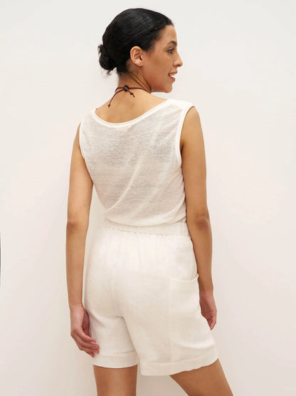 100% Linen Elastic Waist Drawstring Shorts with Pockets DELILAH by LINTICO