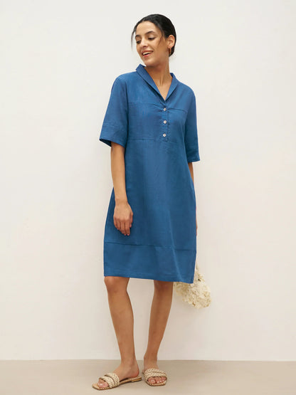 Linen Shawl V-Neck Half Sleeve Minidress LIVIA by LINTICO