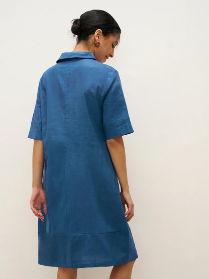 Linen Shawl V-Neck Half Sleeve Minidress LIVIA by LINTICO