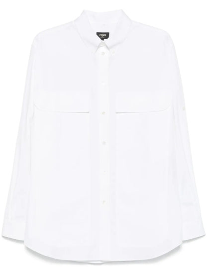 Fendi Men Topstitched Fendi Roma Lettering Cotton Shirt by Luosophy