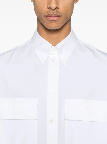 Fendi Men Topstitched Fendi Roma Lettering Cotton Shirt by Luosophy
