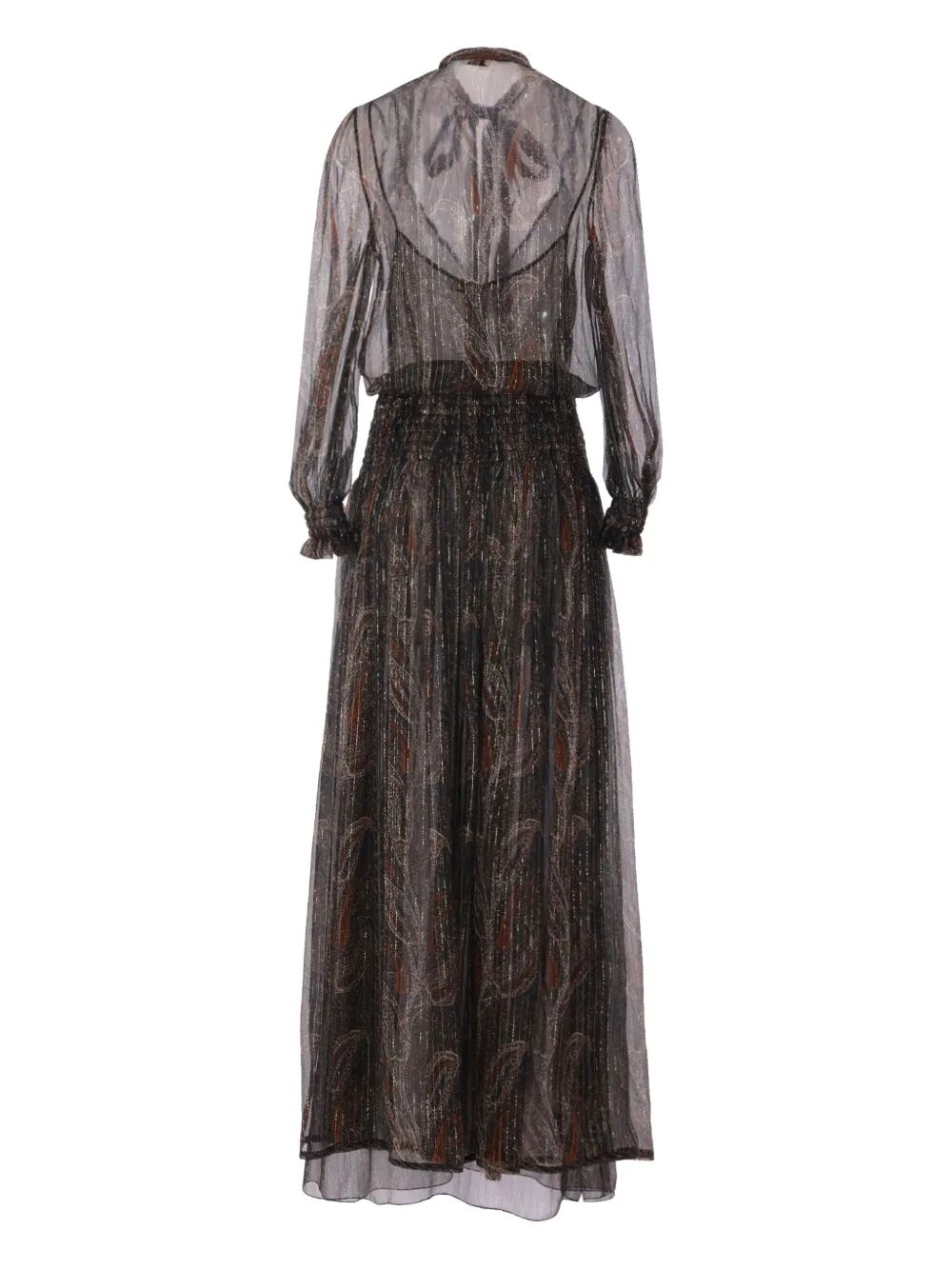 Saint Laurent Women Semi-Sheer Lavallière Maxi Dress In Lurex Paisley by Luosophy