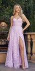 Juliet 2403 Long Butterfly Glitter Embroidered Gown with Corset Top by DiscountDressShop