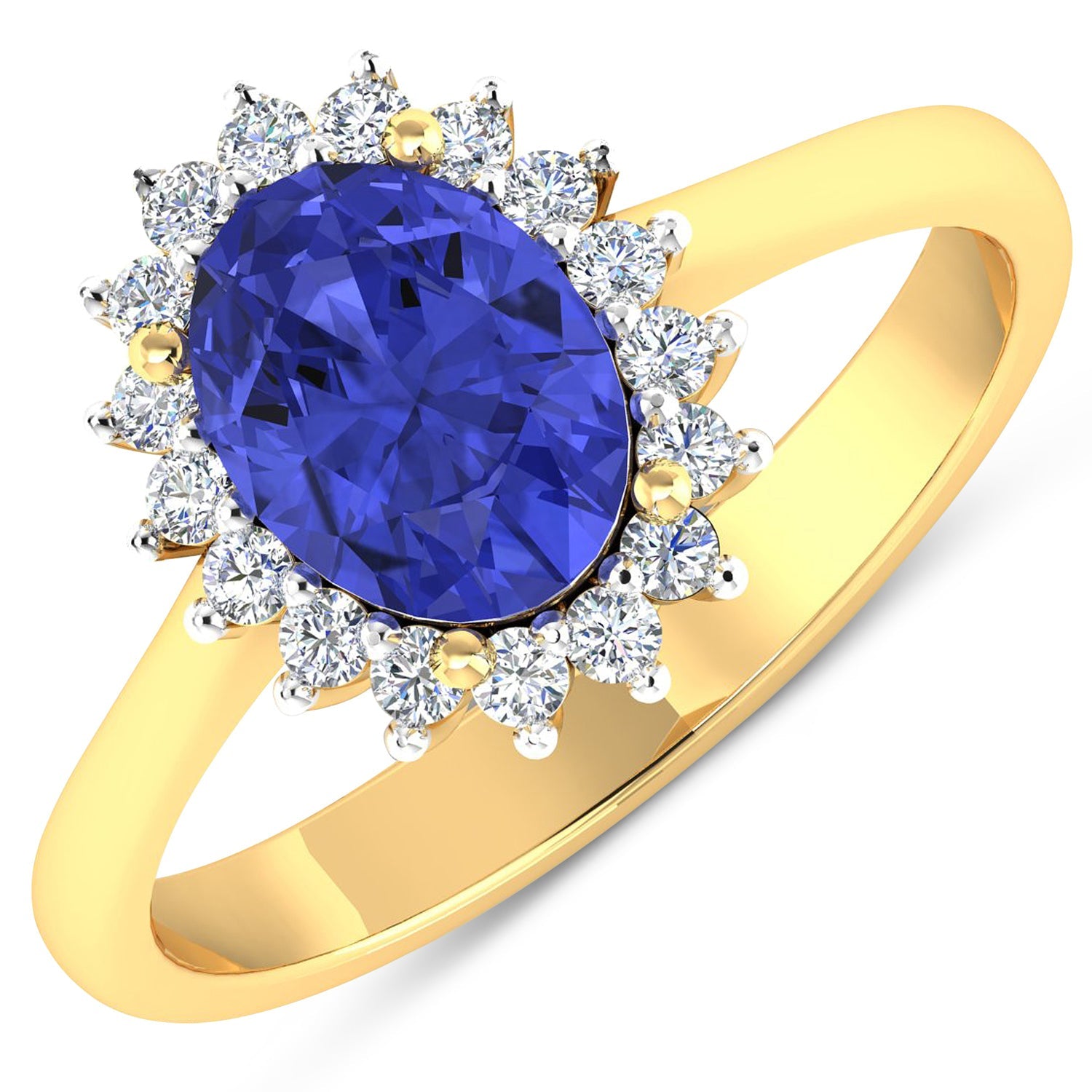1.92 Carat Genuine Tanzanite and White Diamond 14K Yellow Gold Ring by Bids.com
