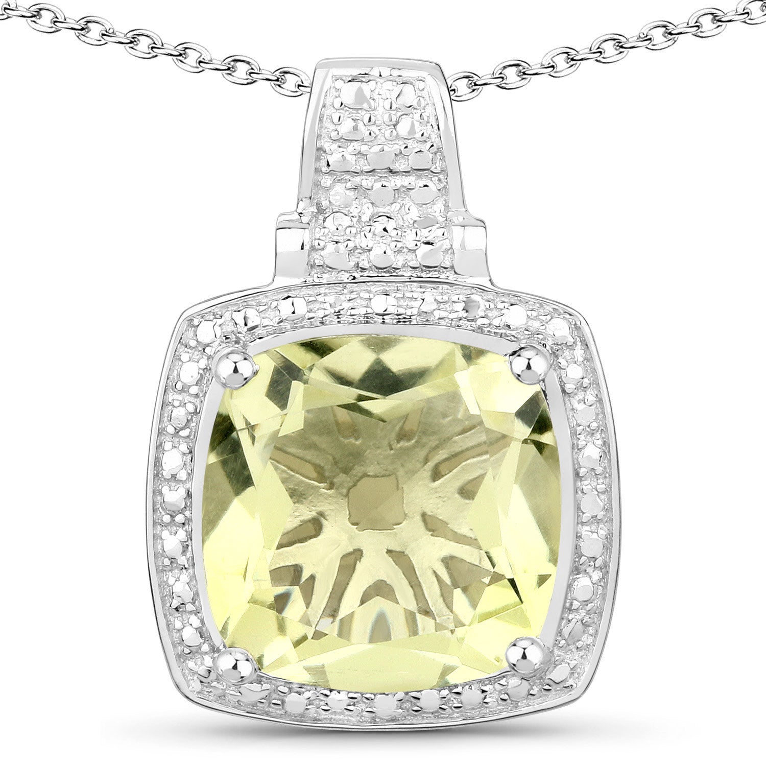 5.70 Carat Genuine Lemon Quartz .925 Sterling Silver Pendant  DestGlow
