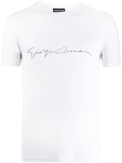 Giorgio Armani Men Asv Stretch-Viscose T-Shirt With Signature Logo by Luosophy
