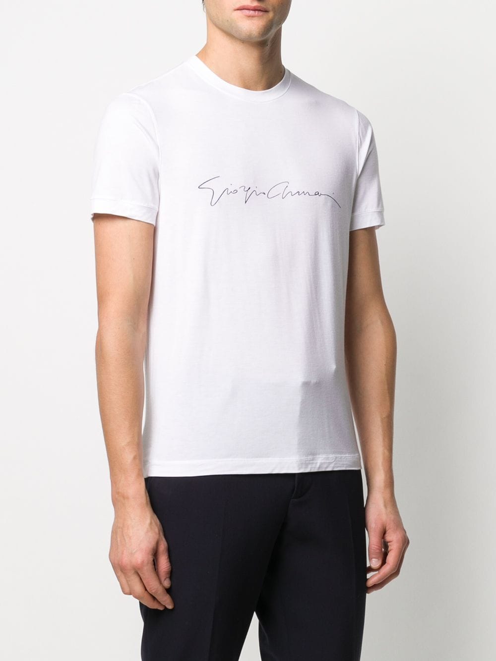 Giorgio Armani Men Asv Stretch-Viscose T-Shirt With Signature Logo by Luosophy