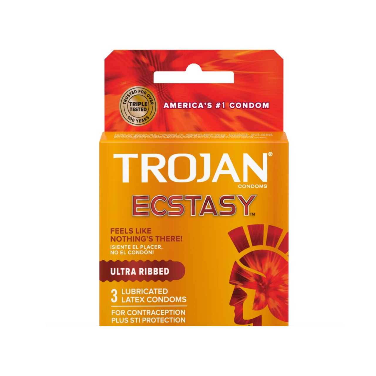 Trojan Ecstasy Ultra Ribbed Lubricated Latex Condoms 3 Ct Box by Pasteur Pharmacy