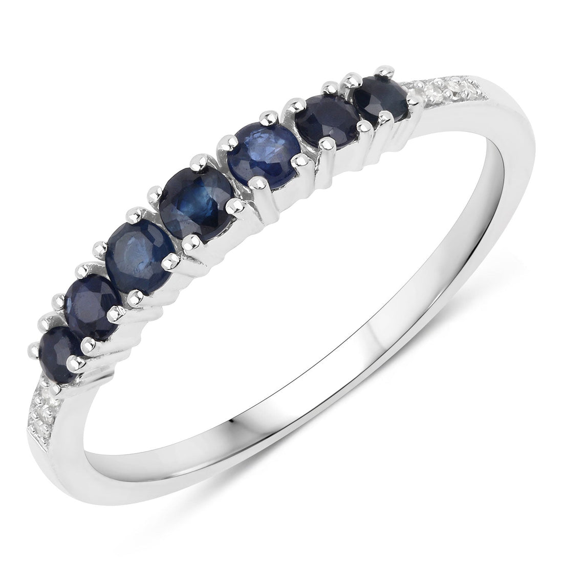 0.45 Carat Genuine Blue Sapphire and White Diamond 14K White Gold Ring by Bids.com