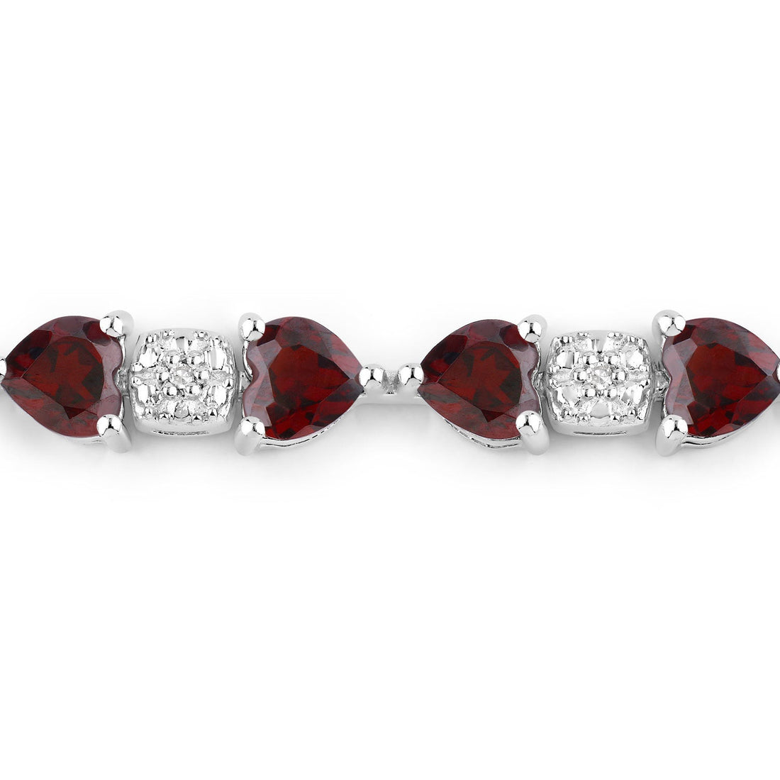 11.10 Carat Genuine Garnet and White Diamond .925 Sterling Silver Bracelet - DestGlow