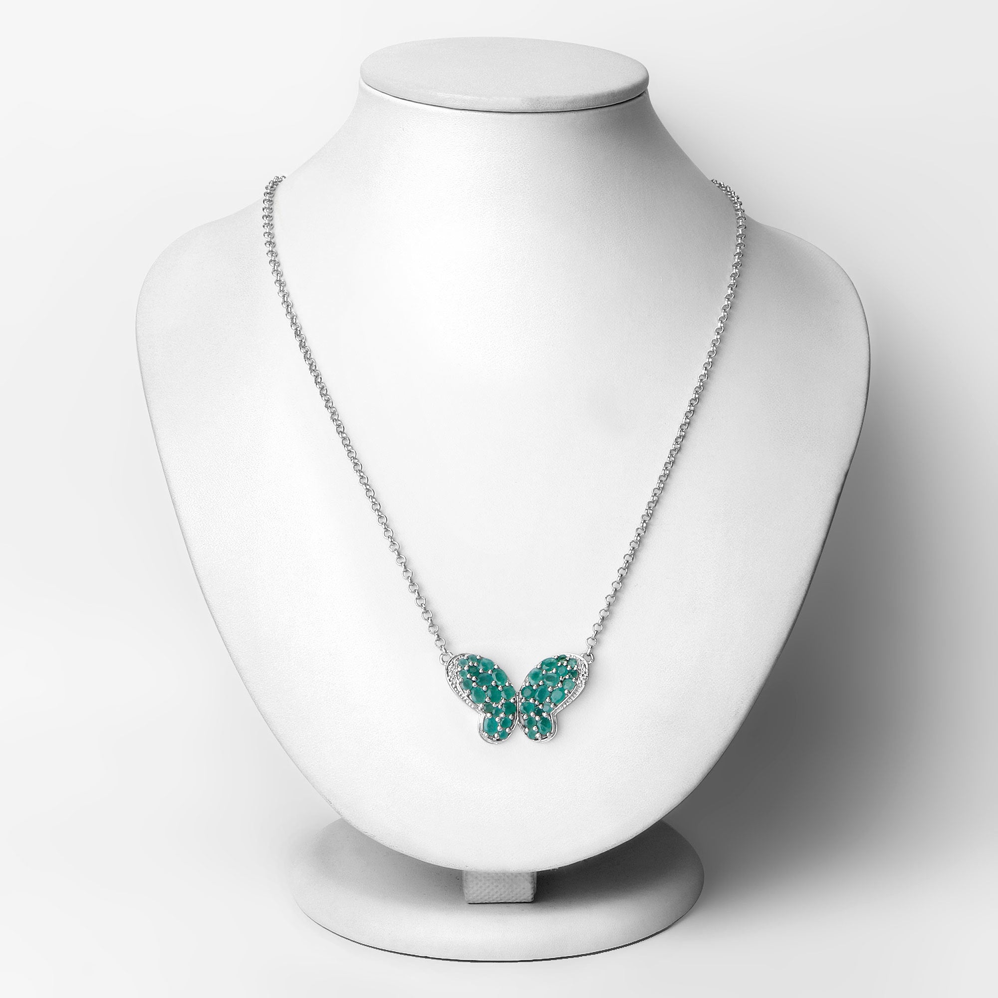 2.80 Carat Genuine Emerald and White Zircon .925 Sterling Silver Pendant  DestGlow