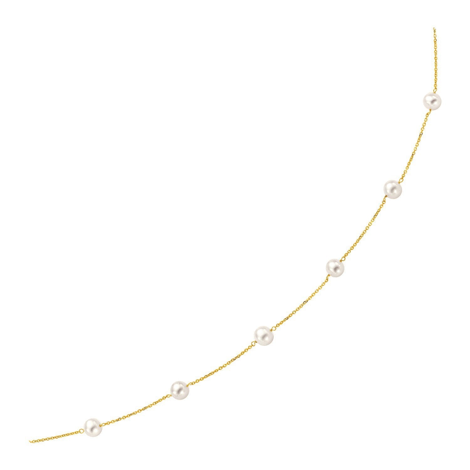14k Yellow Gold Necklace with White Pearls by Bids.com