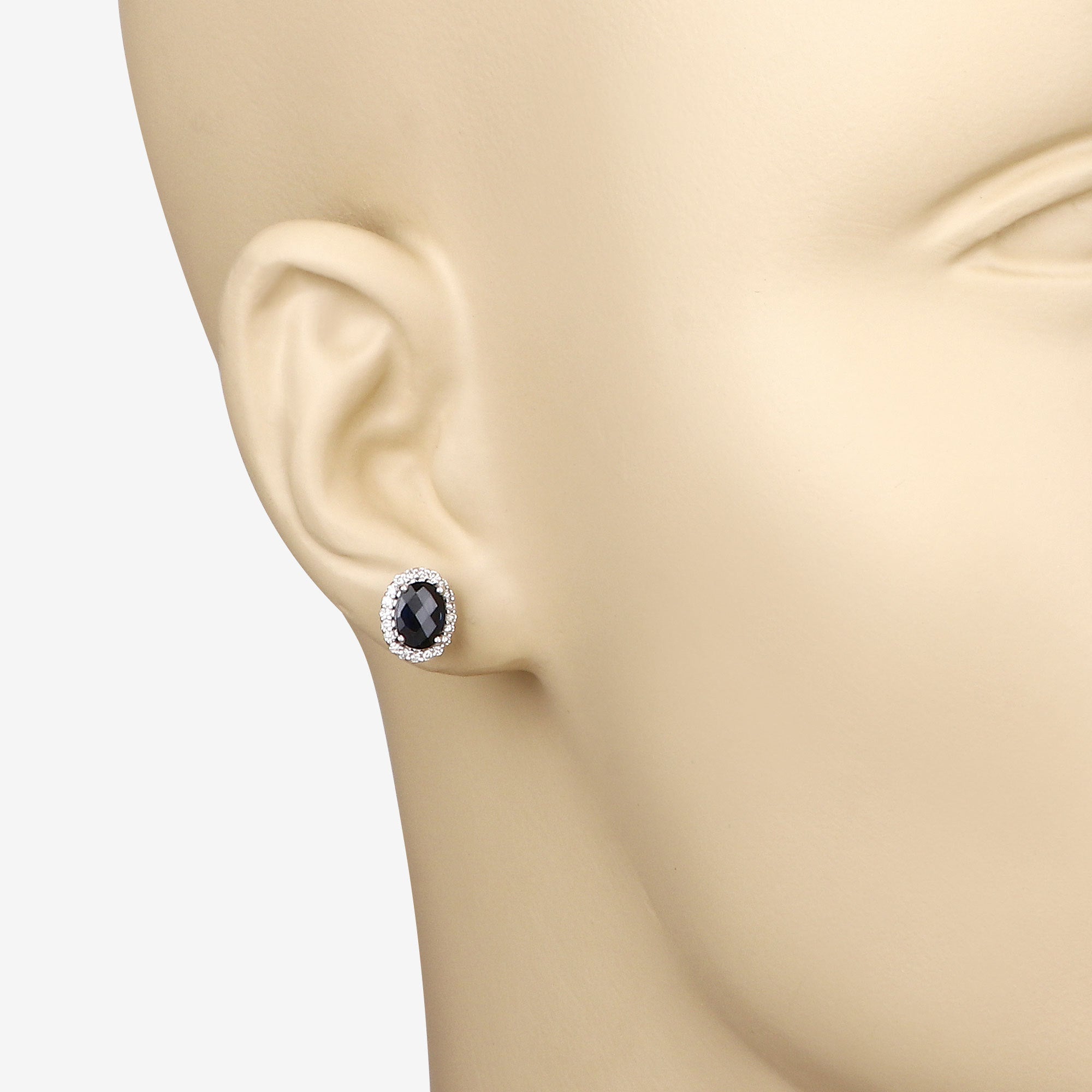 2.16 Carat Genuine Blue Sapphire and White Diamond 14K White Gold Earrings by Bids.com