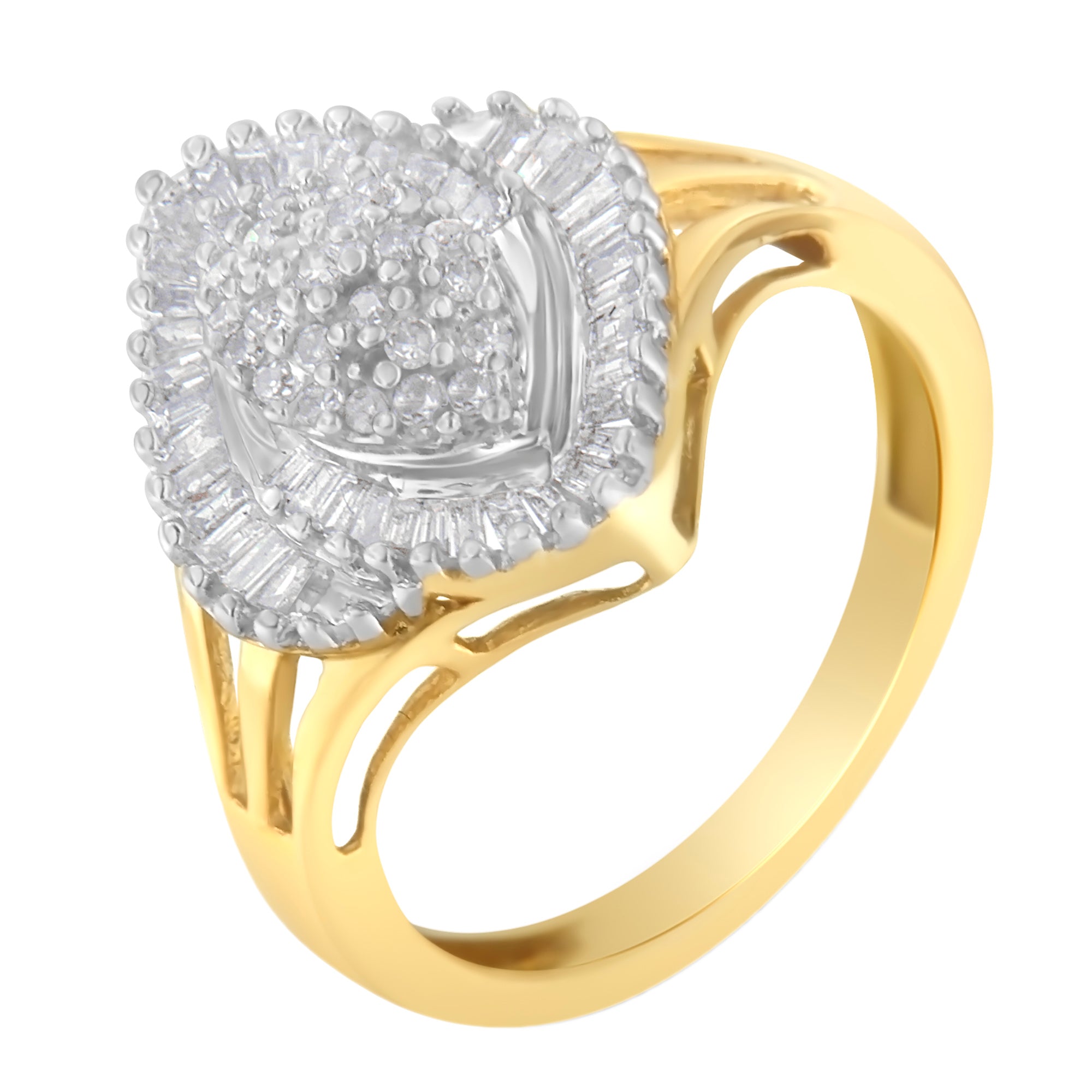10K Yellow Gold Diamond Cocktail Ring (1/2 Cttw, J-K Color, I2-I3 Clarity) - Size 6-1/2 by Bids.com