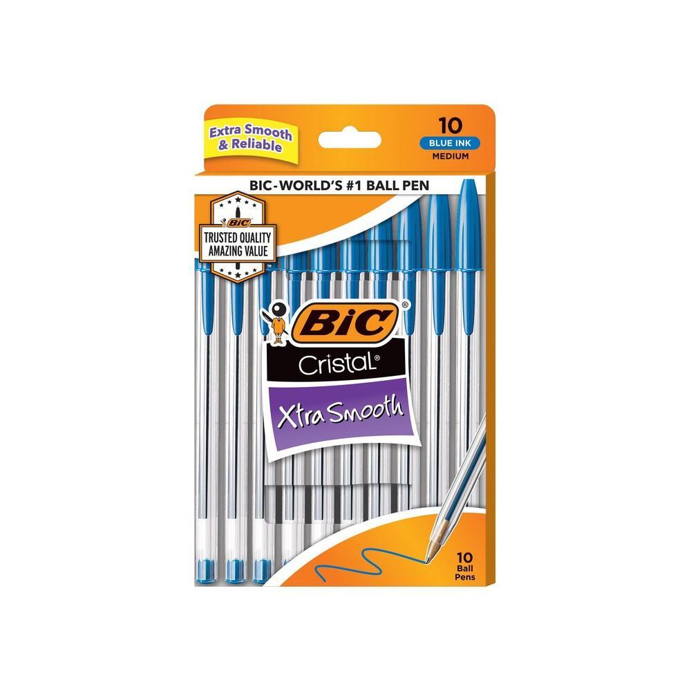 BiC Bi C Cristal Extra Smooth Blue Ink Medium Ball Pens 