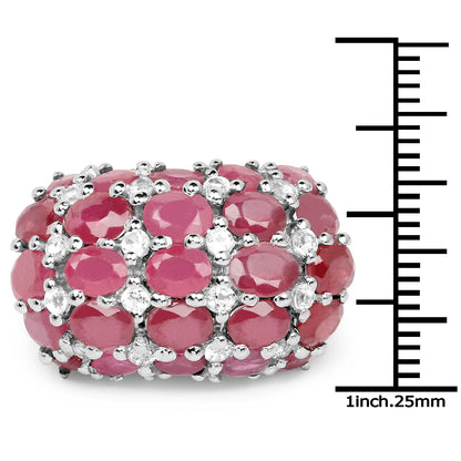 8.54 Carat Glass Filled Ruby and White Topaz .925 Sterling Silver Ring by Bids.com