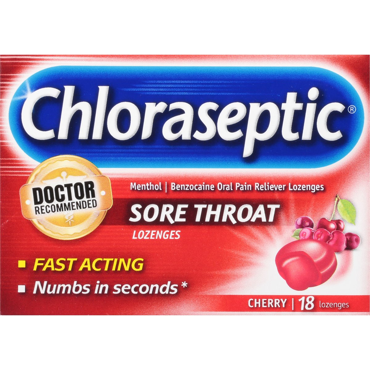 Chloraseptic Cherry Sore Throat Lozenges 18 Ea Box by Pasteur Pharmacy