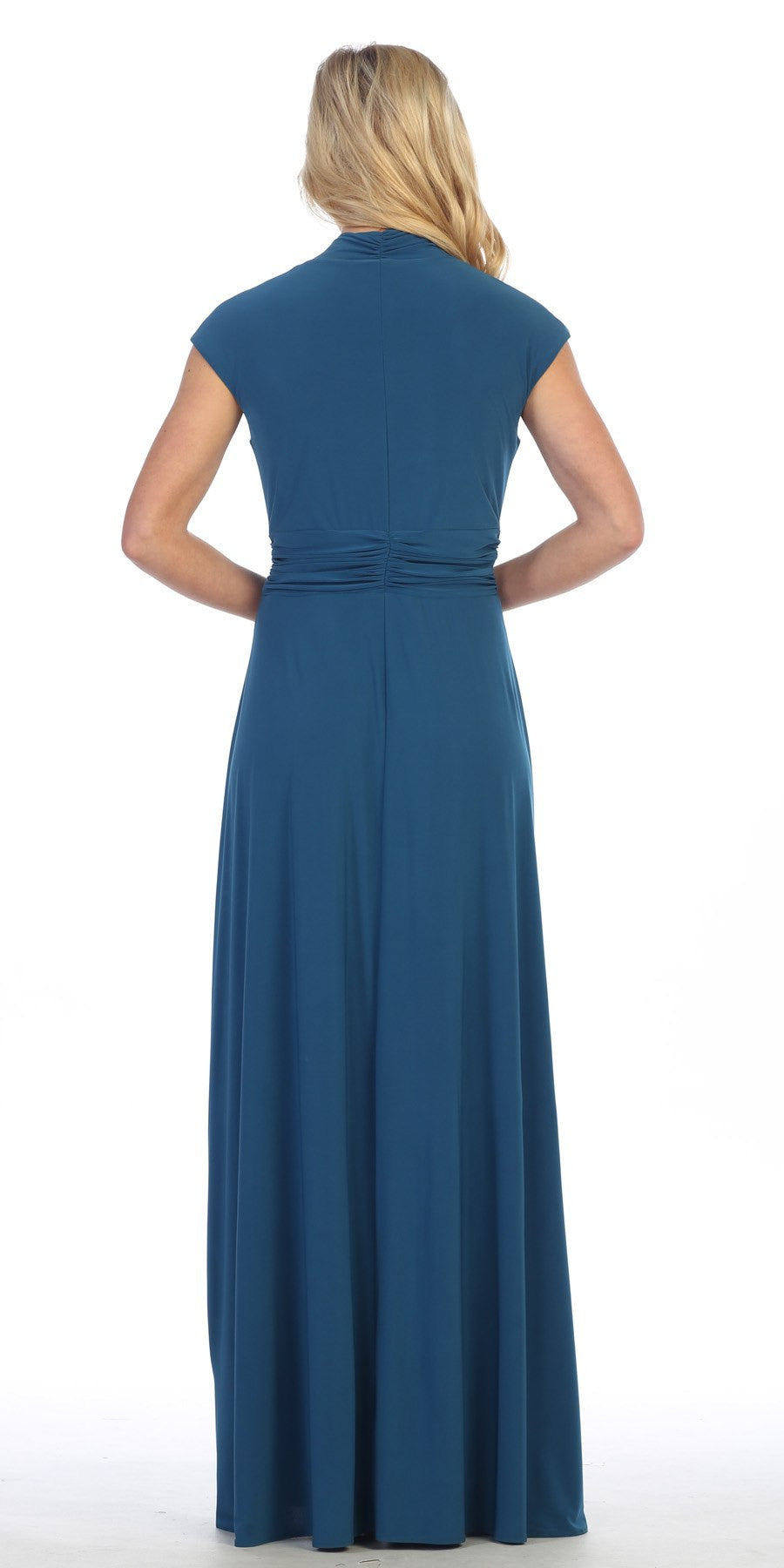 CLEARANCE - Celavie 2466L Red Cap Sleeve A-line Long Dress (Size 2XL) by DiscountDressShop