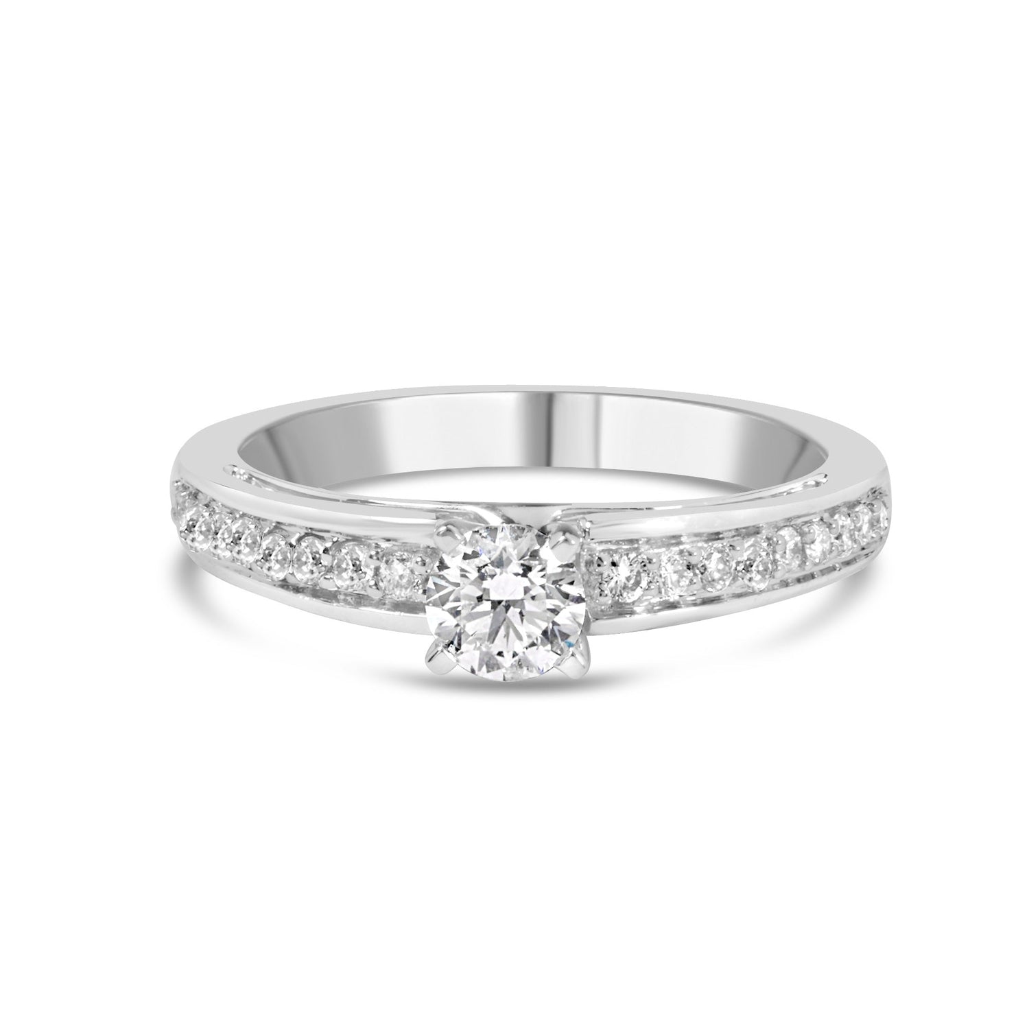 14K White Gold 1/2 Cttw Diamond Solitaire Pave Set Engagement Ring (G-H Color, VS2-SI1 Clarity) - Size 7 by Bids.com