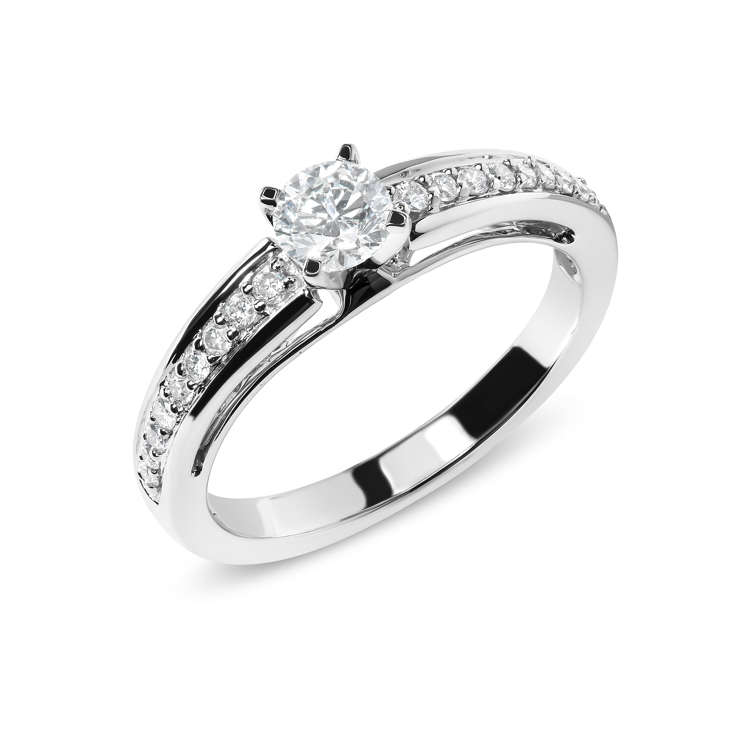 14K White Gold 1/2 Cttw Diamond Solitaire Pave Set Engagement Ring (G-H Color, VS2-SI1 Clarity) - Size 7 by Bids.com