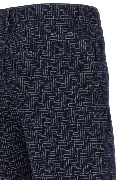 Fendi Men Bermuda Jeans Jacquard Ff by Luosophy
