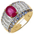 14K Yellow Gold Plated 3.02 Carat Genuine Ruby, Tanzanite & White Topaz .925 Sterling Silver Ring by Bids.com