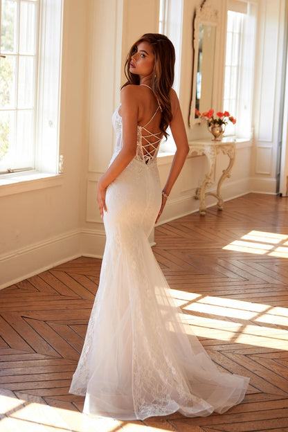 Juliet JT2481UW Embellished Lace Mermaid Bridal Dress by DiscountDressShop