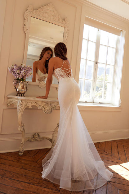 Juliet JT2481UW Embellished Lace Mermaid Bridal Dress by DiscountDressShop
