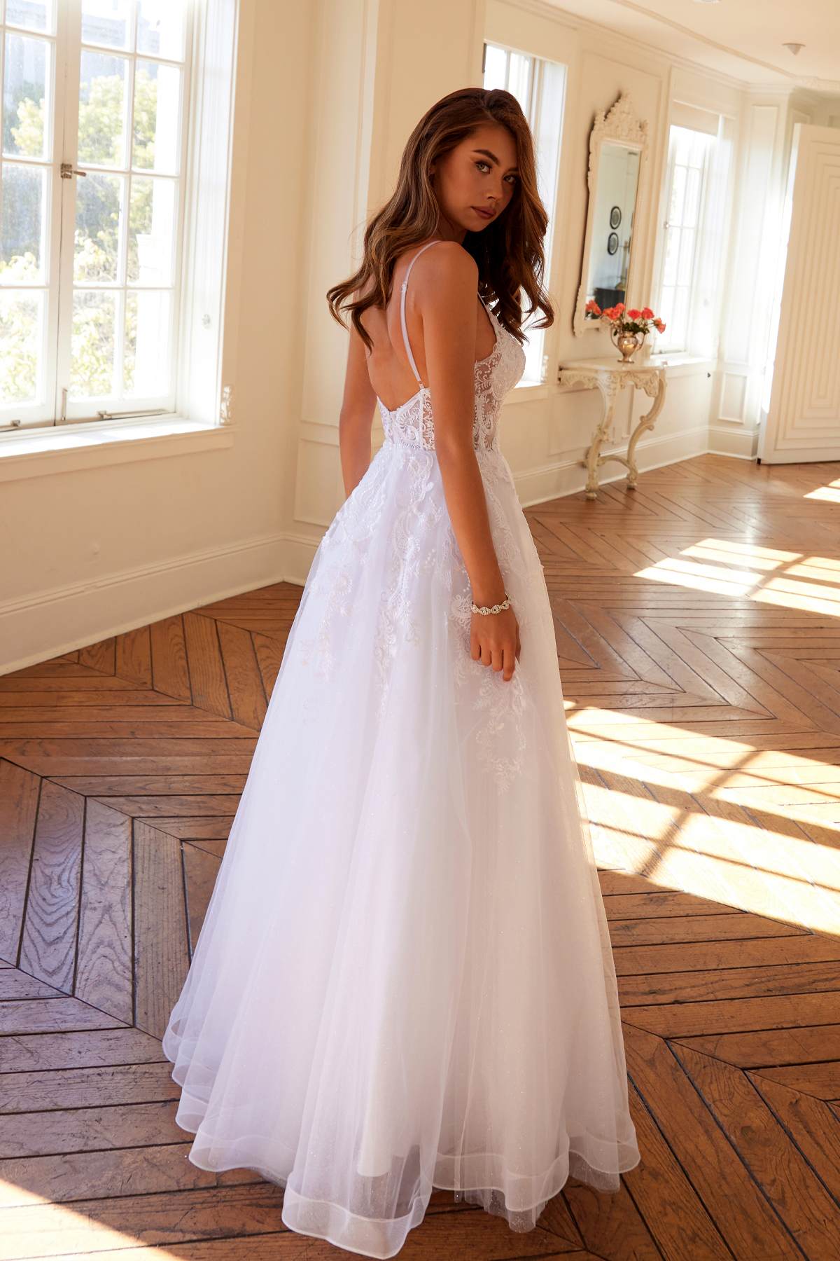 Juliet JT2482SW Floor Length A-Line Lace/Tulle Wedding Ball Gown by DiscountDressShop