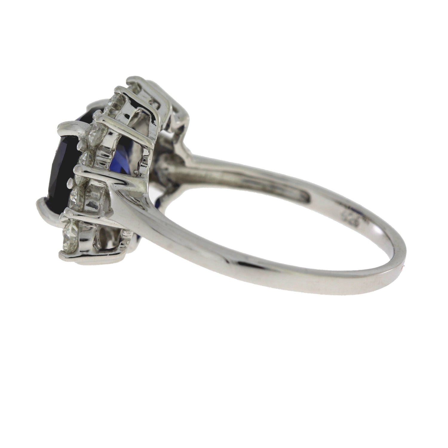 Created Sapphire Moissanite Ring Sterling Silver by Bids.com